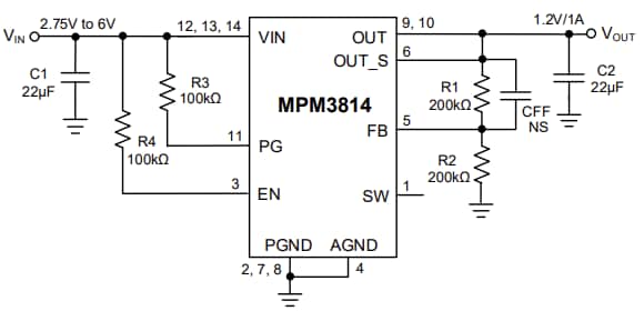 Application Circuit Diagram - Monolithic Power Systems (MPS) MPM3814 Power Modules